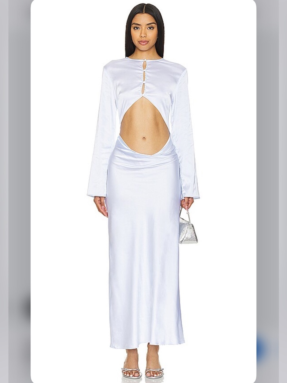 Lioness Amelie Dress Powder Blue White Long Sleeve Maxi Dress Revolve XS